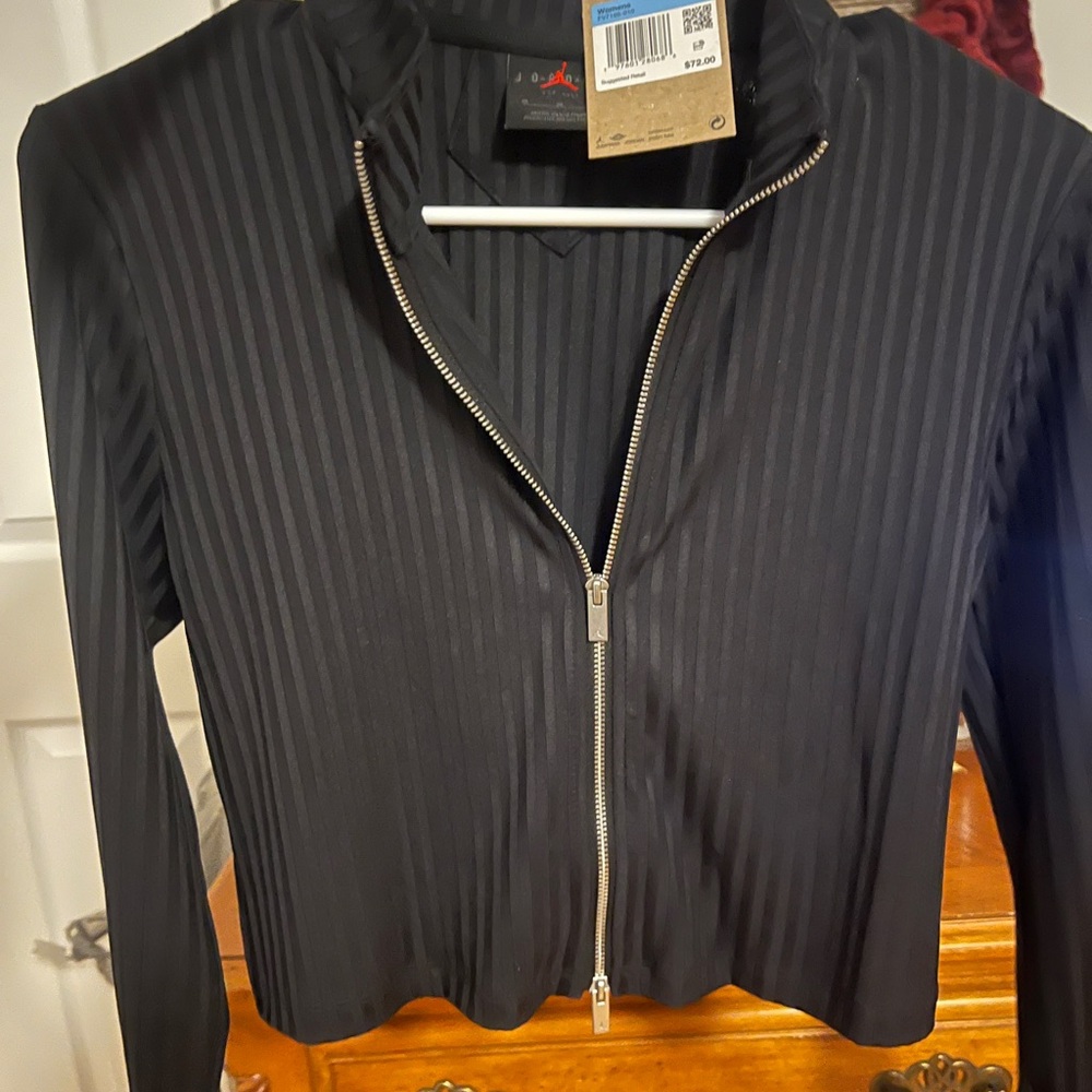 Black Ribbed Zip-Up Jacket - Picture 3 of 3